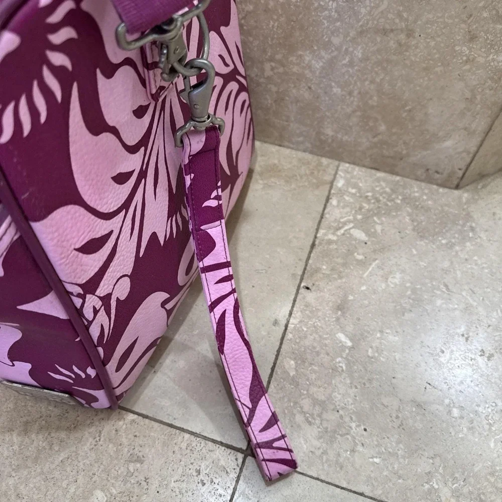 Vintage Roxy Hot Pink Tropical Floral Suitcase Y2K 90s Luggage Duffle Bag 22x12